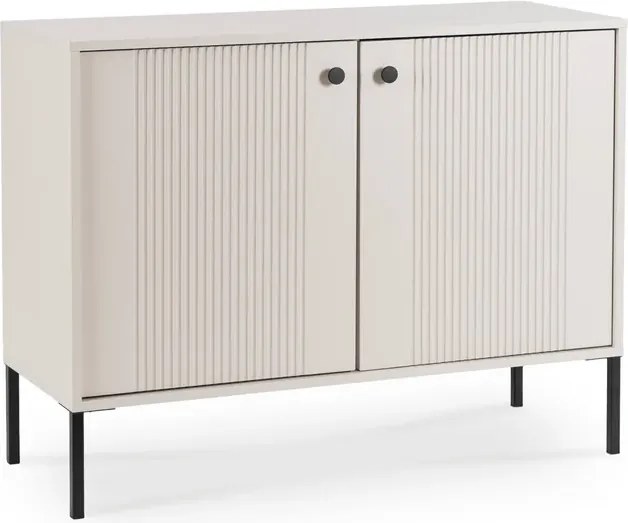 Komoda do Salonu SOFT 104 cm Kaszmir Ryflowana Dwudrzwiowa Japandi