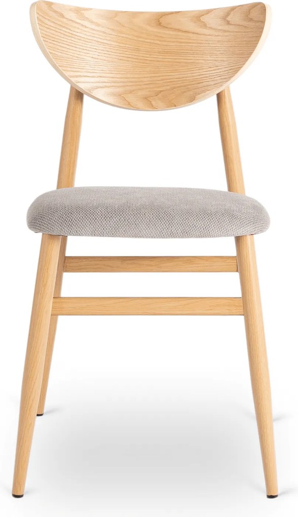 Krzesło Tapicerowane z Drewna Giętego BRAGA Dąb/Szare Retro