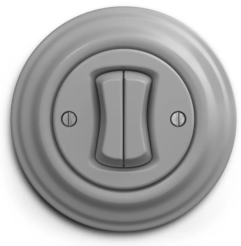 Kliklap - Retro podwójny włącznik z ramką, szary