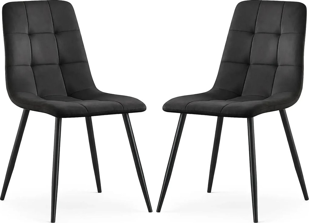 Zestaw 2 czarnych nowoczesnych krzeseł welurowych Z9-B85