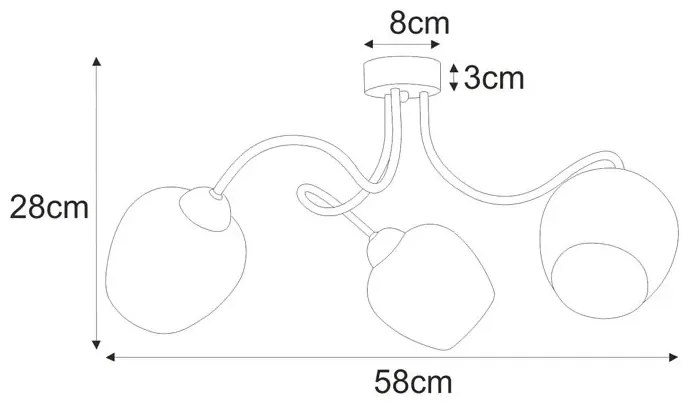 Czarno-bursztynowy żyrandol z 3 kloszami - A566 E4-L78