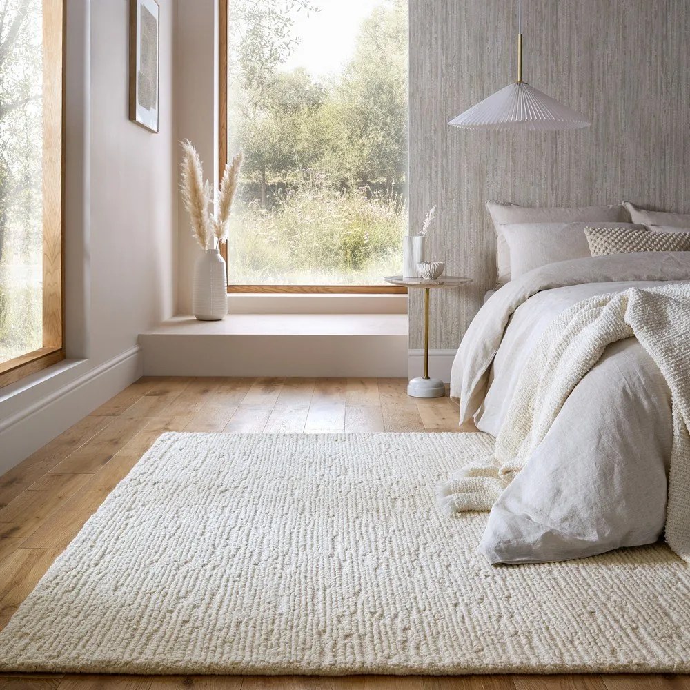 Wełniany dywan tkany ręcznie w kolorze kości słoniowej 160x230 cm Harris Boucle – Flair Rugs