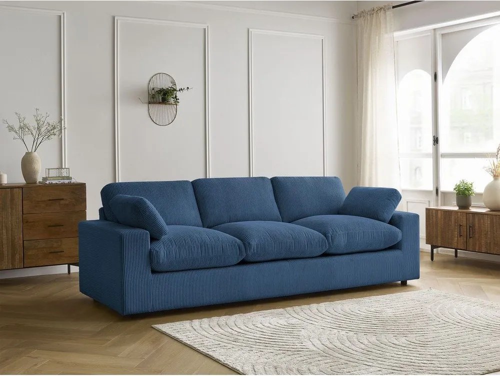 Niebieska sztruksowa sofa 250 cm Belair – Bobochic Paris