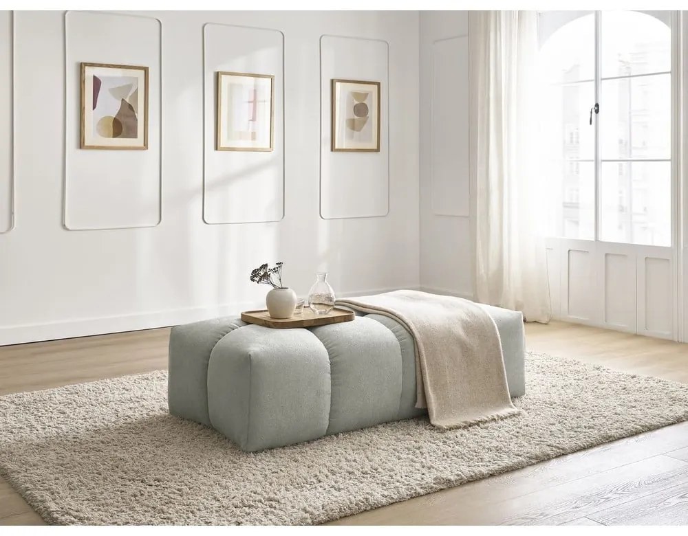 Jasnoszary podnóżek z tkaniny szenilowej Everest – Bobochic Paris