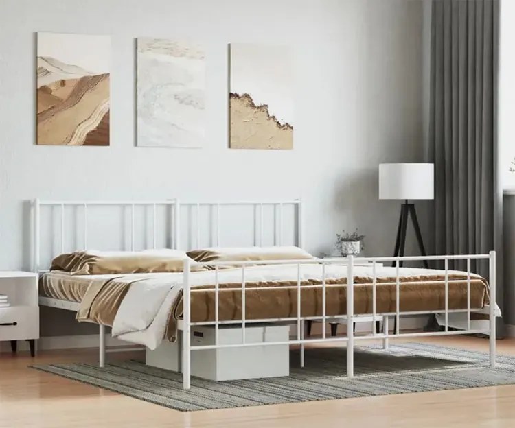 Białe metalowe duże łóżko małżeńskie 200x200 cm Z6-L24