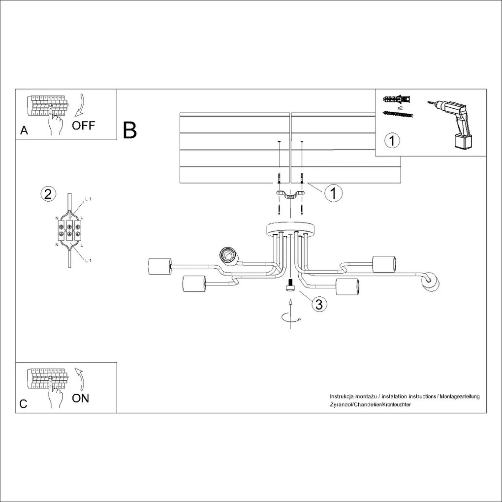 Żyrandol TIMBO 6 biały SOLLUX LIGHTING