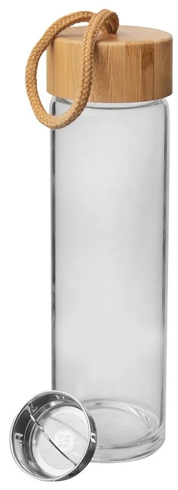 Szklana butelka na wodę z bambusową pokrywką Orion, 500 ml