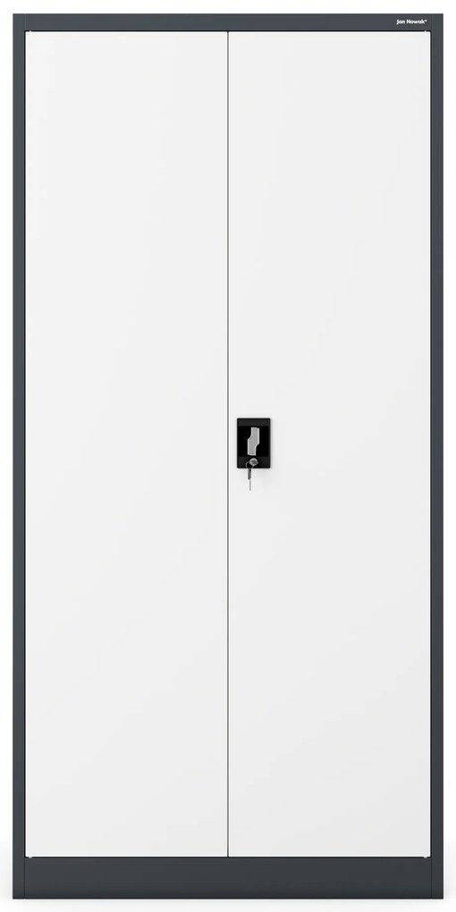 Szafa biurowa na dokumenty z 4 półkami antracytowo-biała, 900x1850x400 mm: JAN