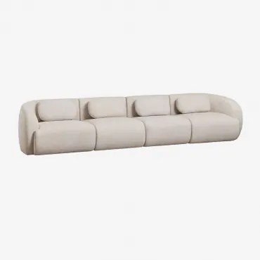 Sofa Modułowa Coquette 4-częściowa Z Tkaniny Szenilowej Kremowo-beżowy Szenil - Sklum