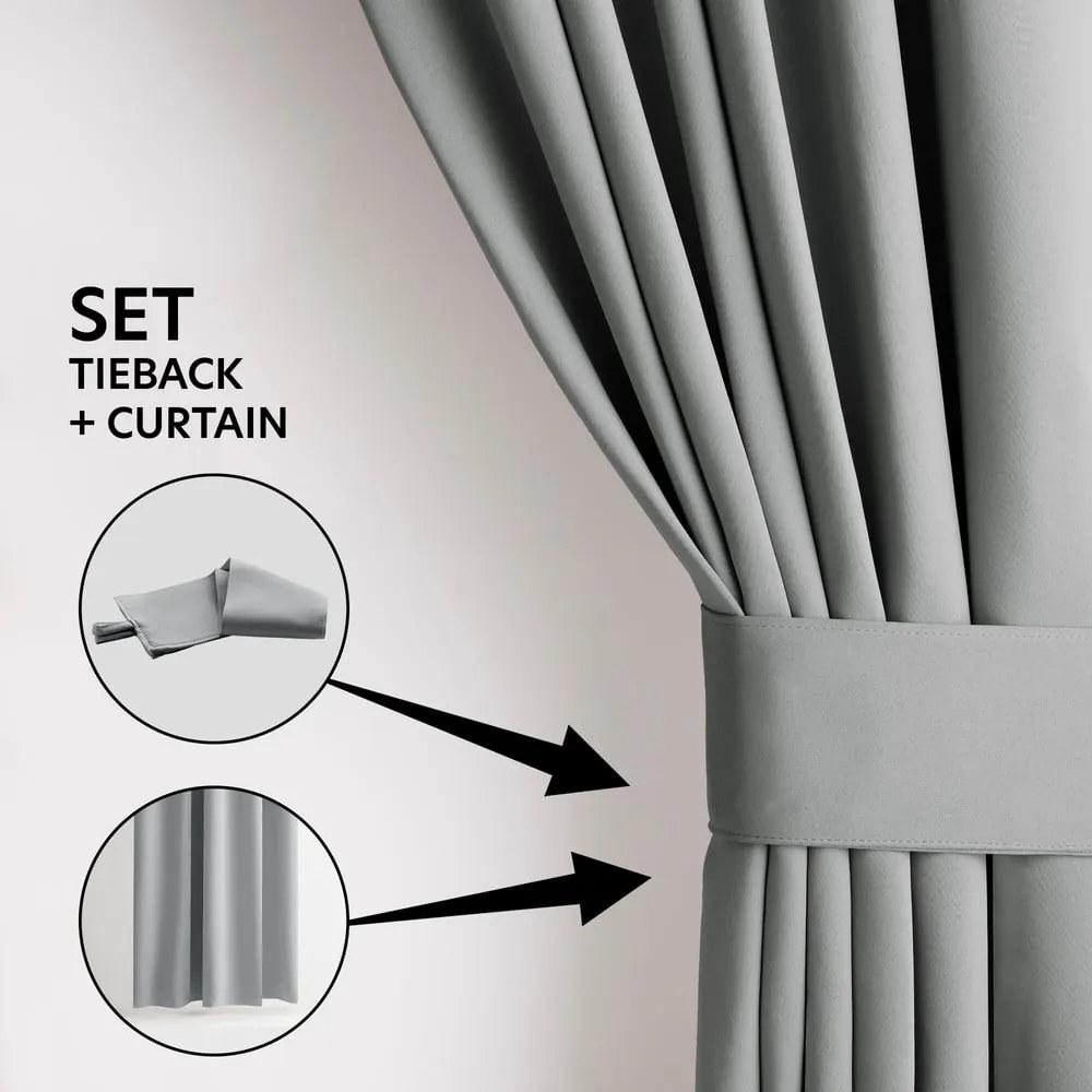 Szara zaciemniająca zasłona termiczna 140x270 cm Pleat – Restilo