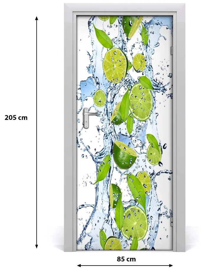 Naklejka na drzwi samoprzylepna Limonka i woda