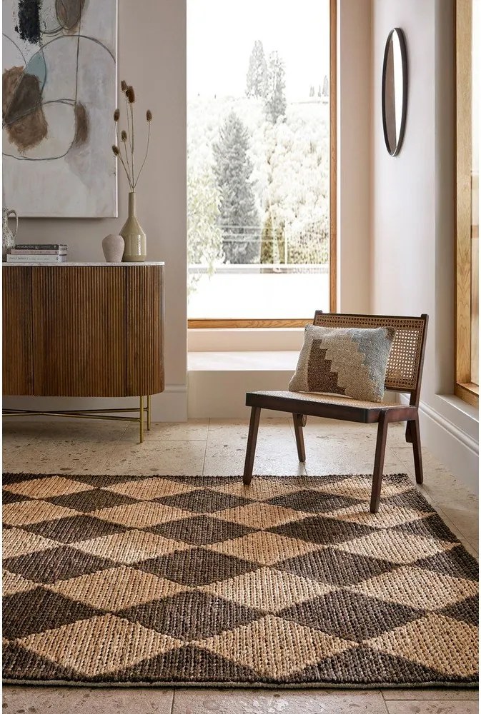 Brązowo-naturalny dywan z mieszanki juty tkany ręcznie 120x170 cm Effie Diamond – Flair Rugs