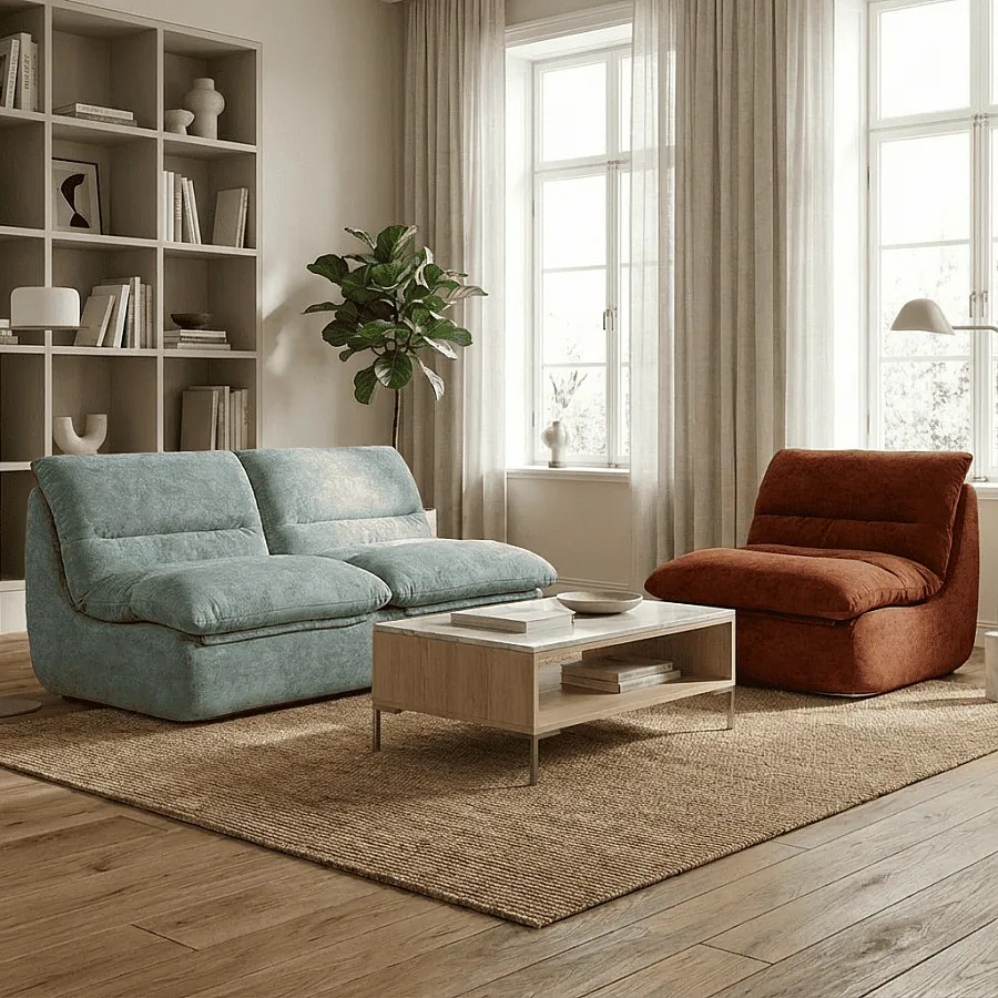 Coco Living Zestaw Nuvia Living 3-osobowy – szałwia i czekoladowy