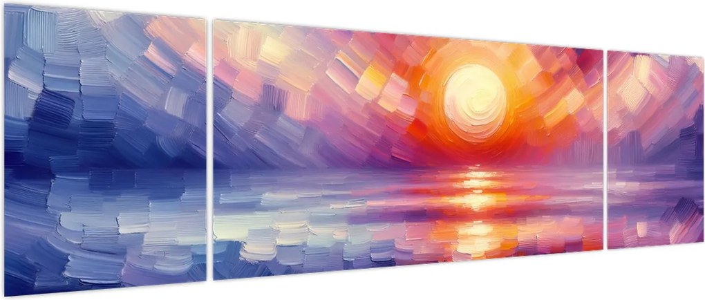 Obraz - Kolorowy artystyczny zachód słońca (170x50 cm)