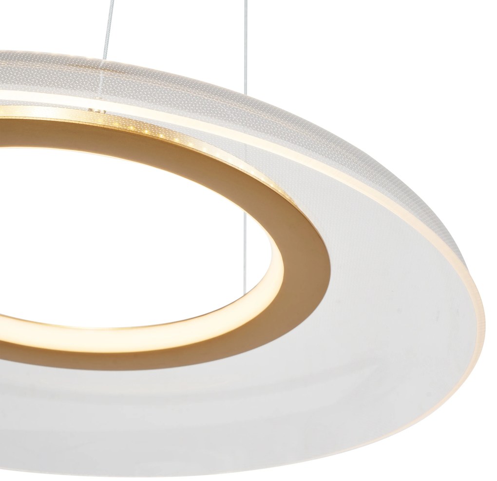 Designerska lampa wisząca złota i transparentna z 3-stopniową regulacją ściemniania - Scacrylic