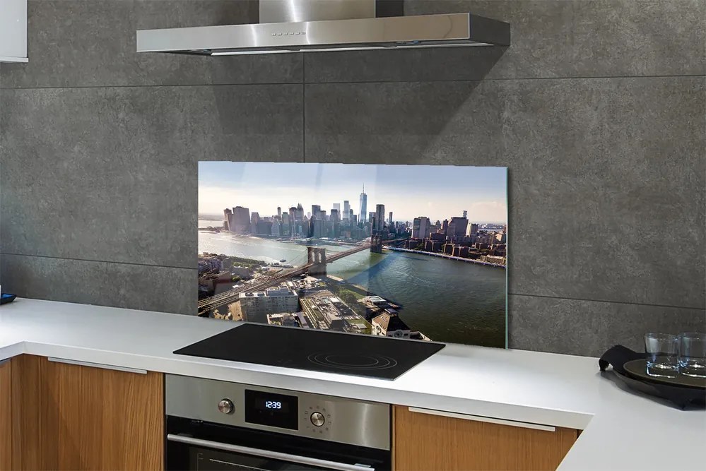 Panel szklany do Kuchni Architektura Miasta: Most i Wieżowce