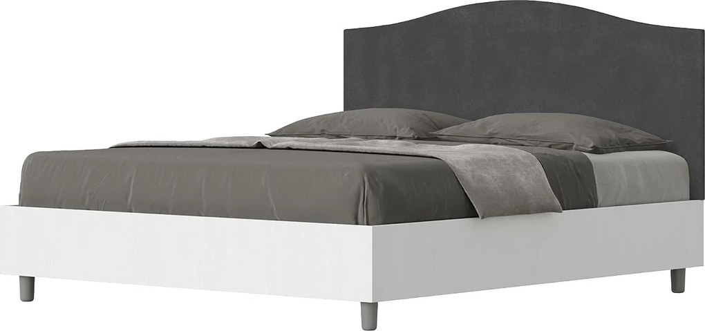 Łóżko bez stelaża 160x190 konstrukcja Frassino biała zagłówek microfibra Szary Grace