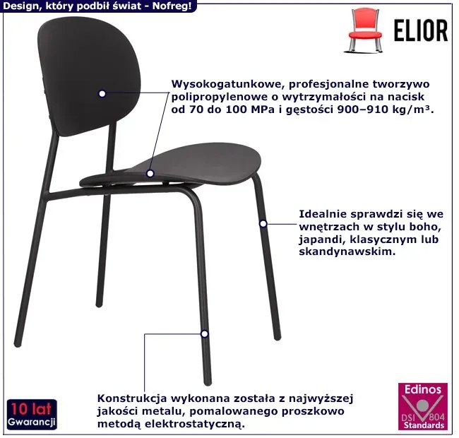 Czarne minimalistyczne krzesło T7-N53