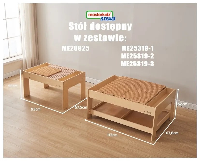 Masterkidz drewniany stół edukacyjny + akcesoria stem wall
