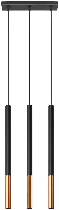 Czarno miedziana lampa wisząca potrójna EX720 B4-W46