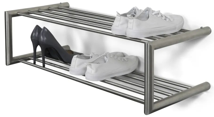 Metalowa wisząca szafka na buty w kolorze srebra 80x23x33,5 cm Soenz – Spinder Design