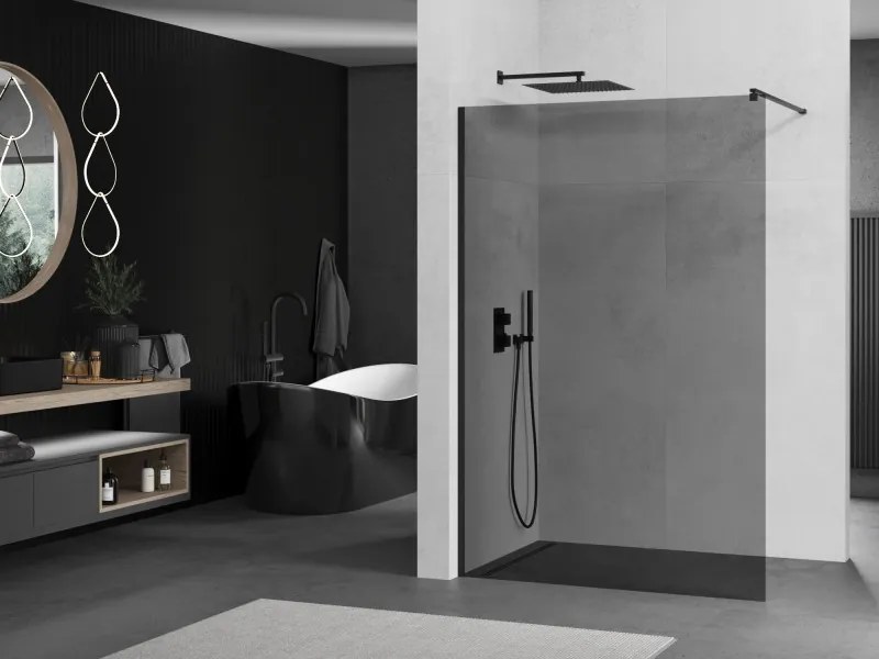 Mexen Kioto ścianka prysznicowa Walk-in 70 x 200 cm, grafit 8 mm, czarna - 800-070-101-70-40