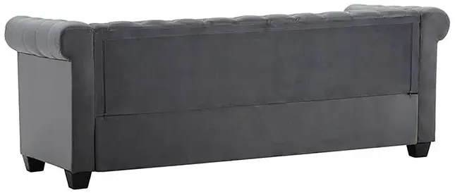 Aksamitna sofa w stylu Chesterfield Xavier 3Q - szara