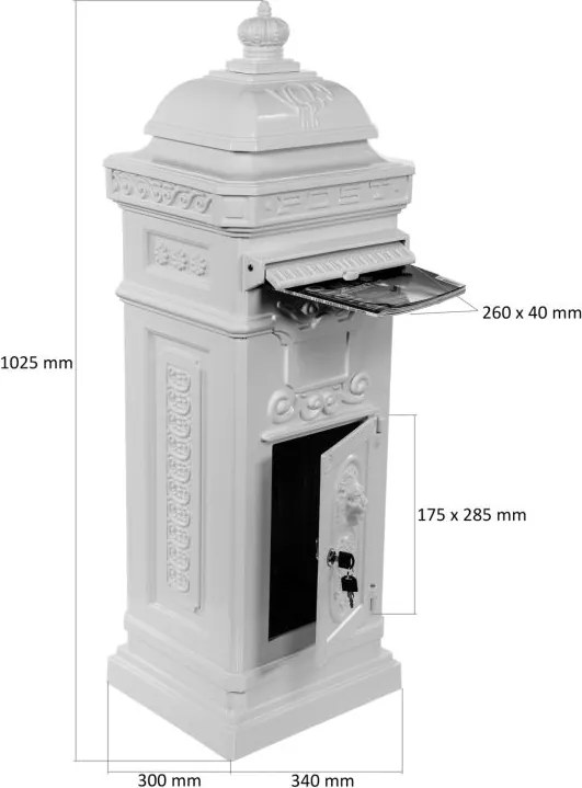 Skrzynka na listy antyczna biała