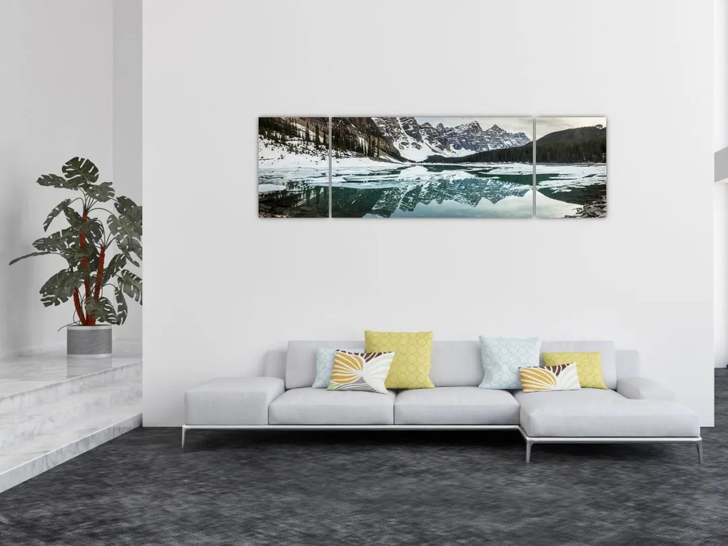 Obraz - jezioro zimą (170x50 cm)