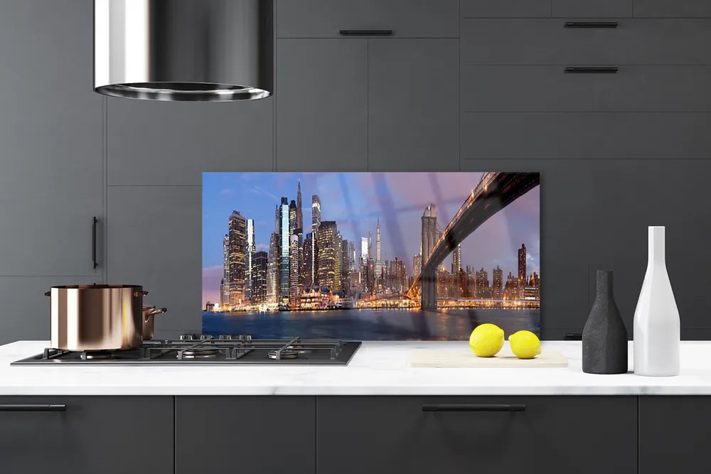 Panel Szklany Nowoczesny Most Nad Wielkim Miastem