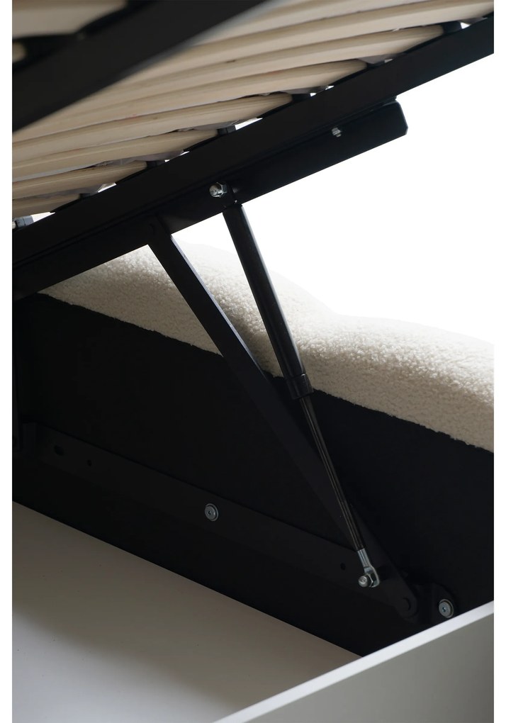 Łóżko tapicerowane Aura 180x200 z pojemnikiem - jasny beż bukla Quelle 02