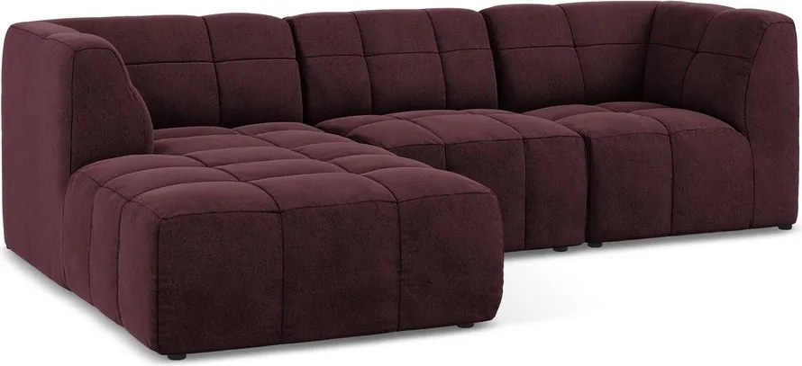 Bordowy aksamitny narożnik (lewostronny/z szezlongiem) Aloha – Makamii