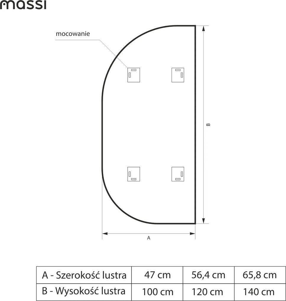 Lustro dekoracyjne z podświetleniem ARCH Aura LED | Różne rozmiary | Różne kolory : Kolor tafli szkła - Srebrny, Rozmiar - 47x100