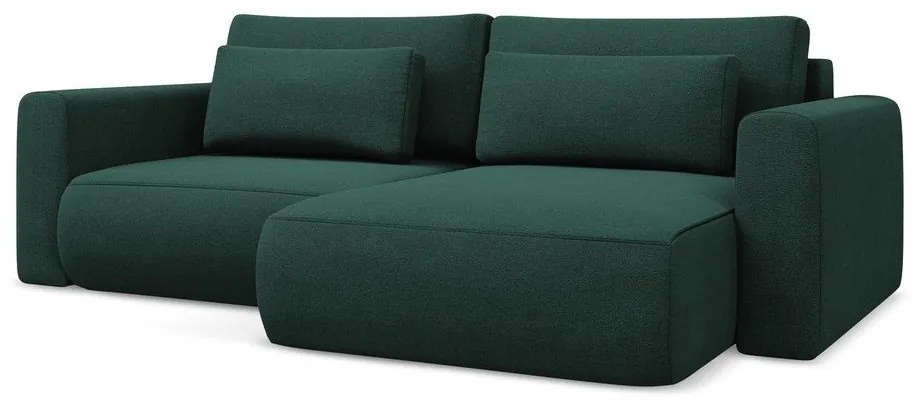 Zielony rozkładany/ze schowkiem narożnik (prawostronny/z szezlongiem) Kapua – Makamii