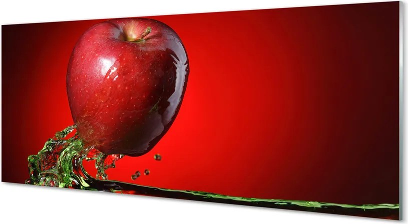 Szkło do Kuchni na Ścianę Czerwone Jabłko w Wodzie