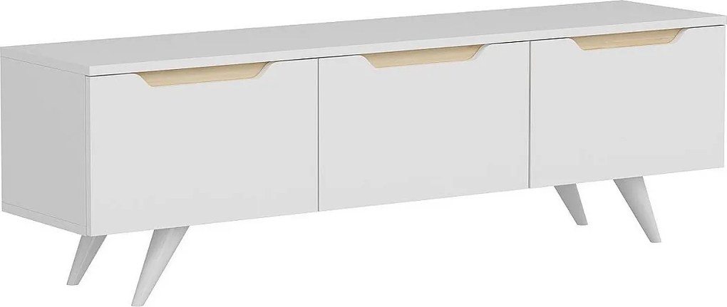 Stojak pod TV – 150 cm x 44 cm x 35 cm – Biały i Dąb – Płyta wiórowa