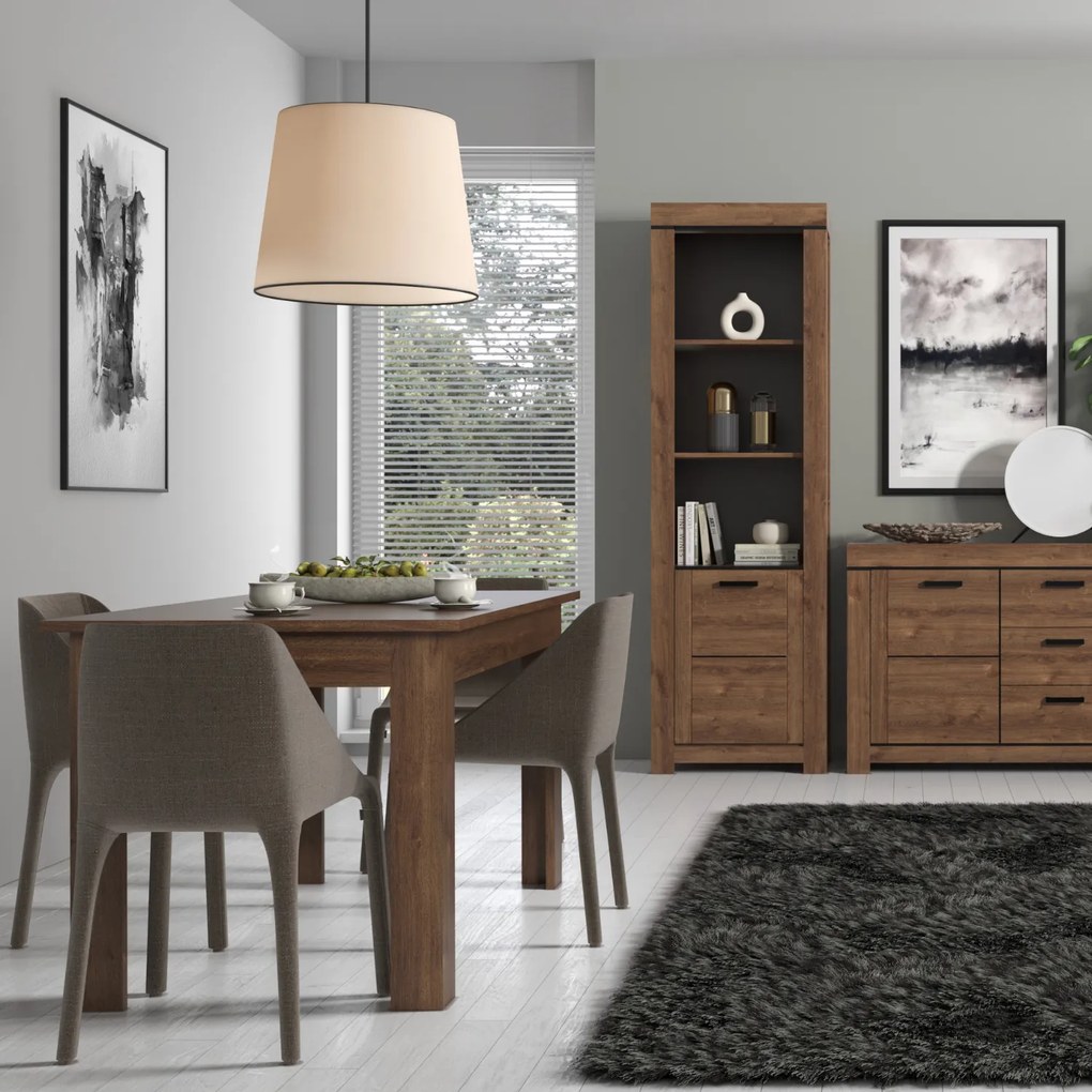 Stół Rozkładany Prostokątny Drewniany do Jadalni MYTH 130-175 cm Dąb brązowy Loft
