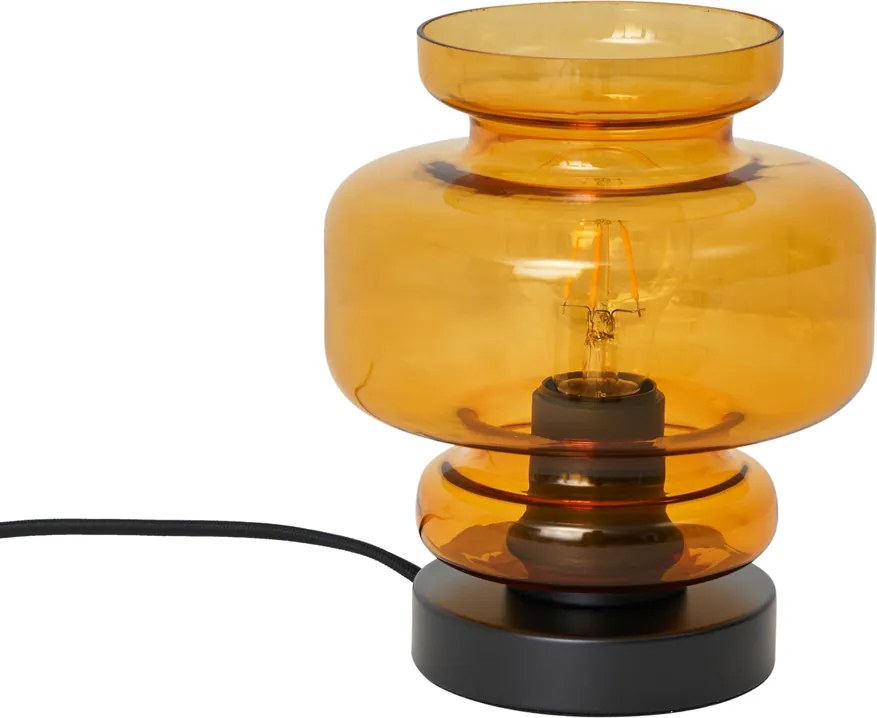 Lampa stołowa retro czarna z pomarańczowym szkłem - Denise