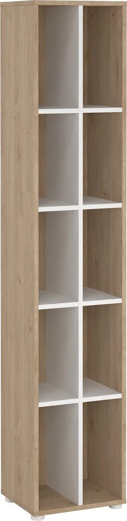 Wąski regał biurowy dwurzędowy 4 półki Sign 40 jackson hickory/biały mat