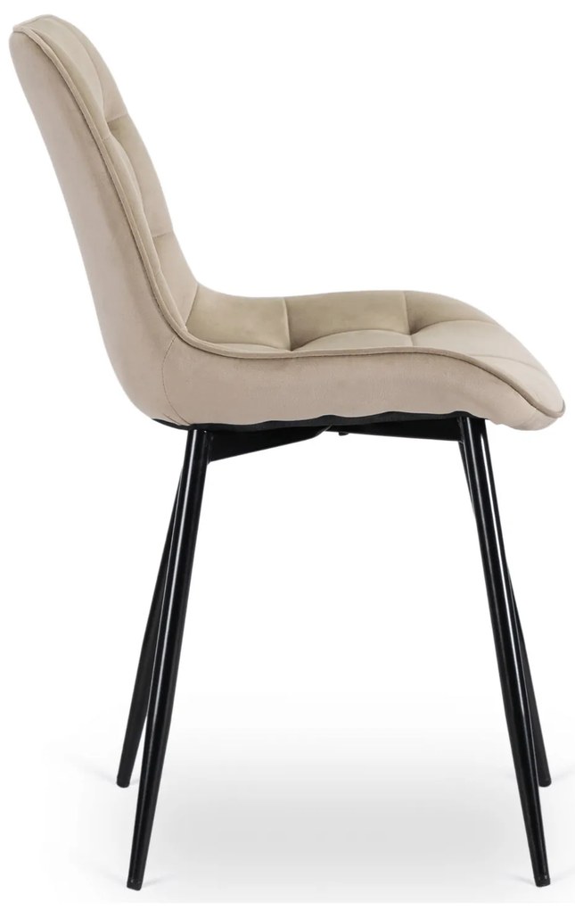 Zestaw Stół Rozkładany SKUBI 120-160 cm Dąb Craft/Czarny i 6 Krzeseł Tapicerowanych CHRIS Beżowych Nowoczesnych