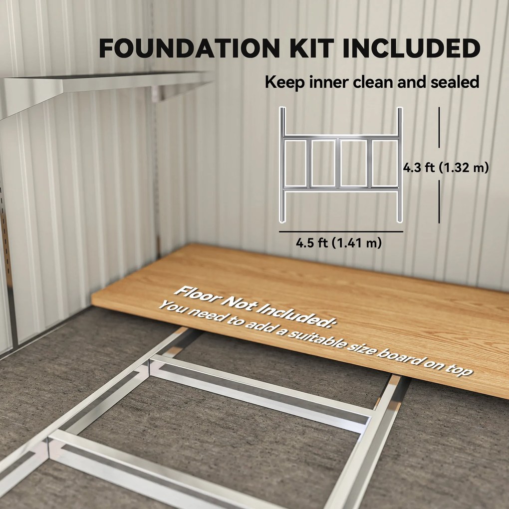 Outsunny Metalowy domek narzędziowy 2,81m² 154x206,5x181 cm szopa narzędziowa z dachem jednospadowym, z fundamentem
