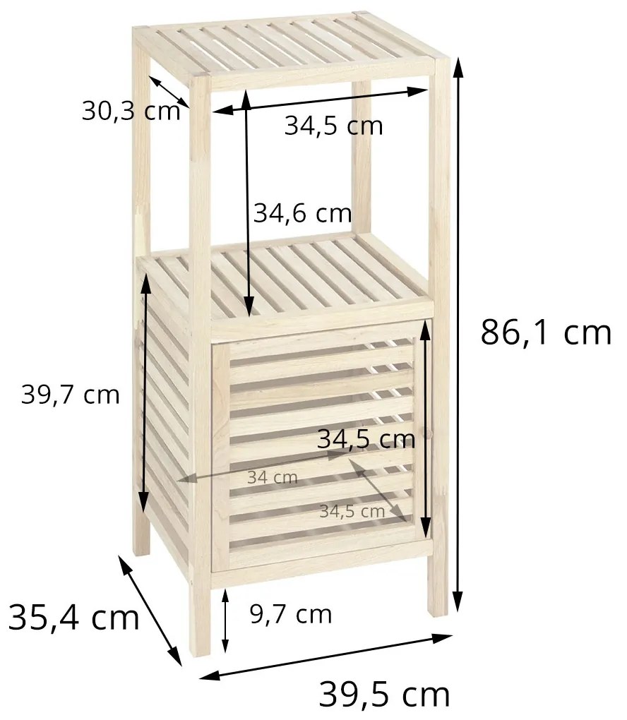 Regał łazienkowy NORWAY z drzwiczkami - 3 poziomy, WENKO