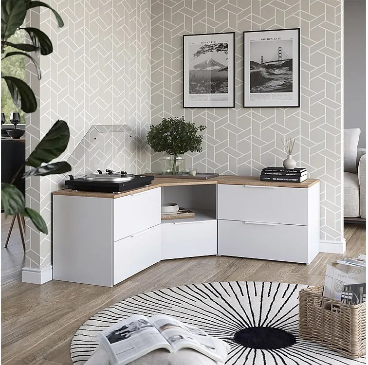 Ściana w salonie biały/sonoma 68x38.2x50 wido