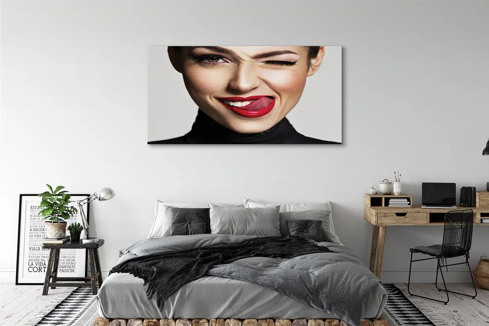 Zdjęcie na płótnie Kobieta z Czerwonymi Ustami