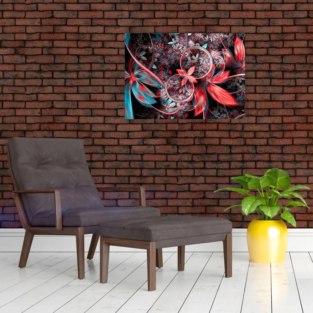 Abstrakcyjny obraz egzotycznych kwiatów (70x50 cm)