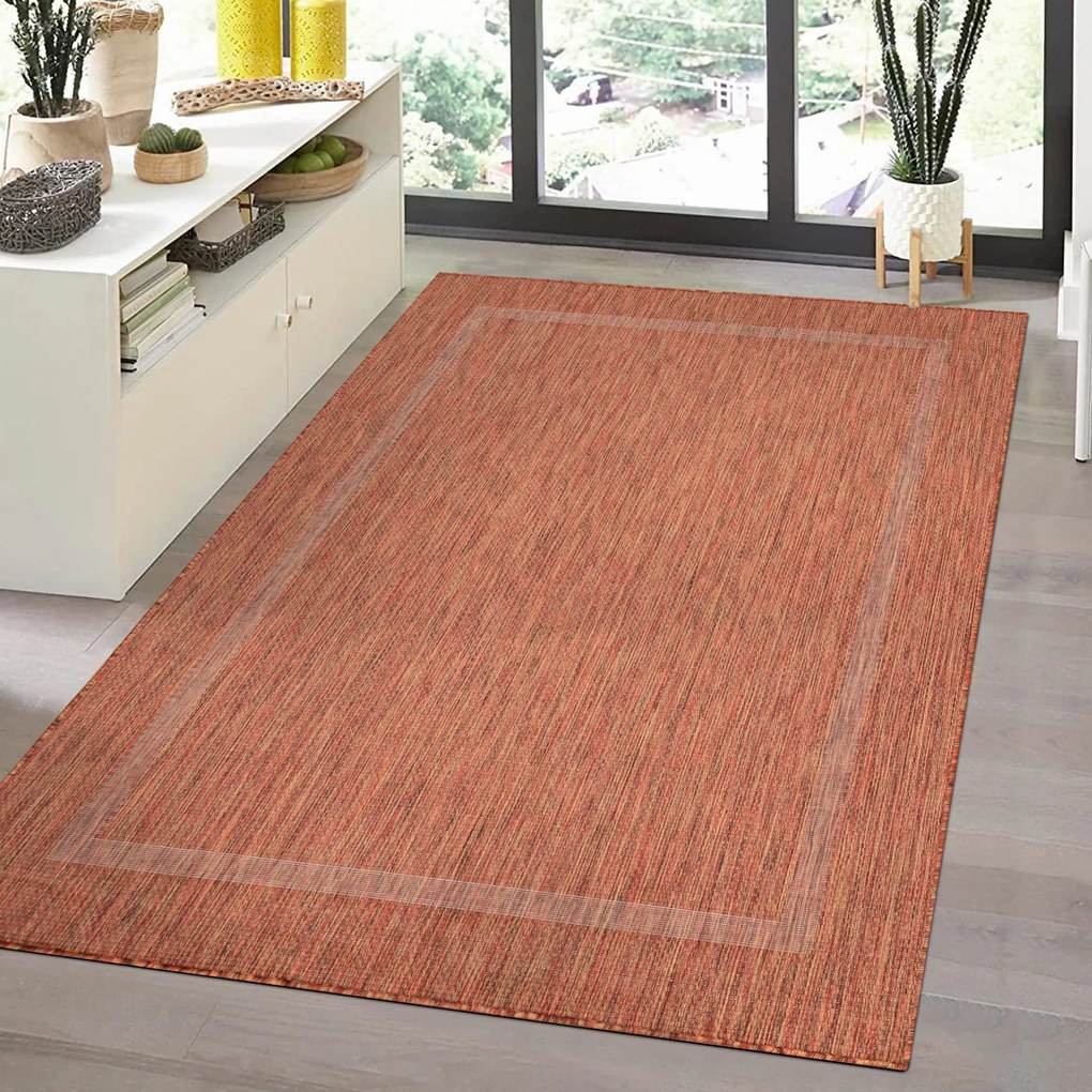 Dywan zewnętrzny Relax ramka ceglany 60 cm x 100 cm