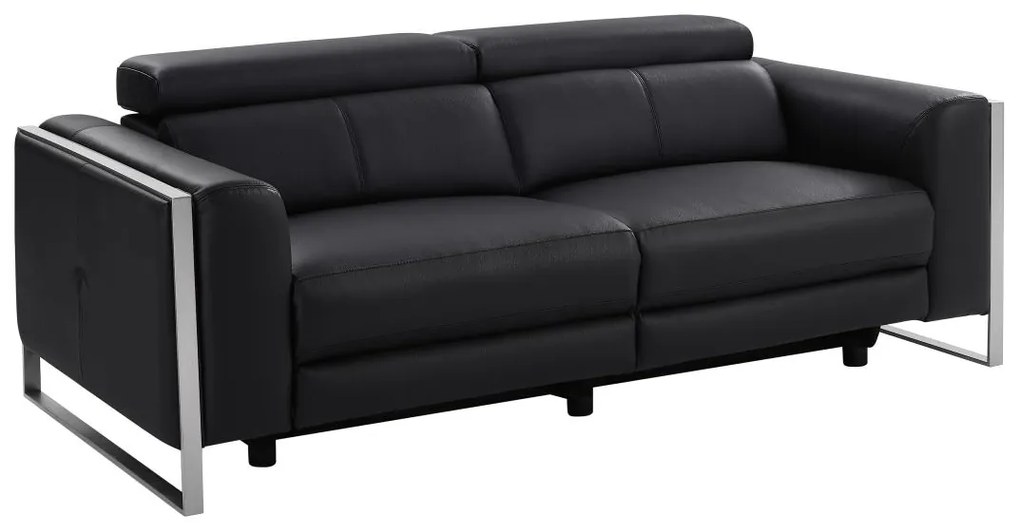 Kanapa 3-osobowa z elektryczną funkcją relax z czarnej skóry - DAVOLI