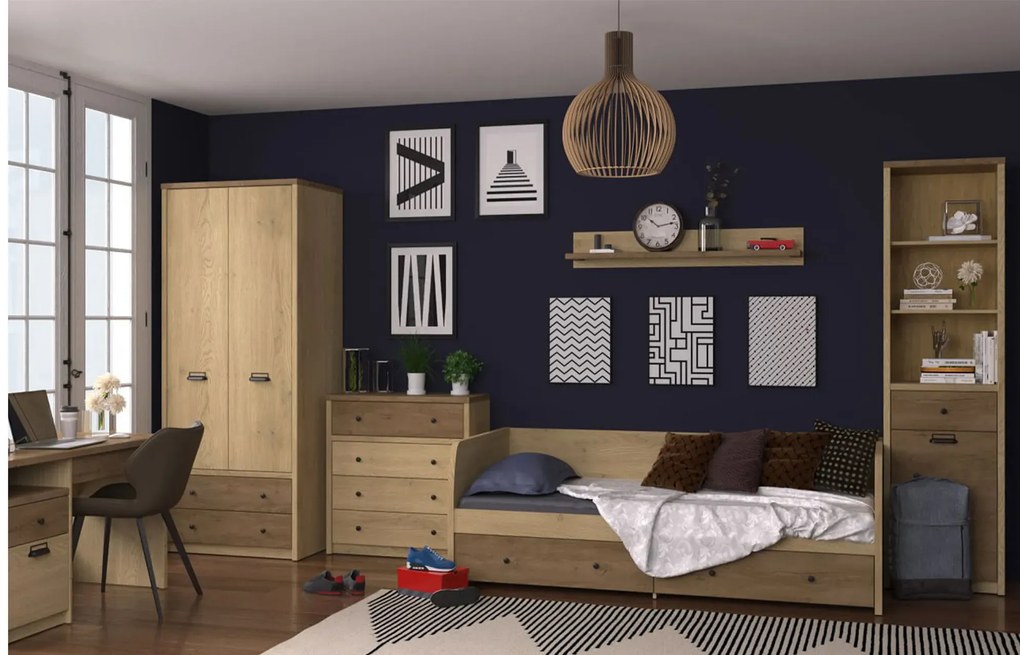 Loftowa komoda z 4 szufladami dąb cremona + dąb lefkas E4-G85