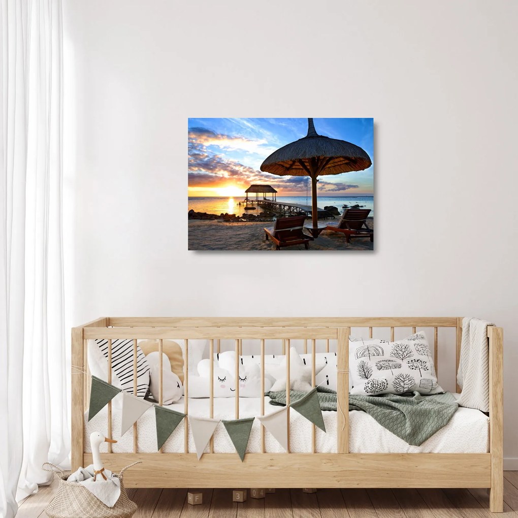 Obraz na szkle - Zachód słońca na Mauritiusie (70x50 cm)