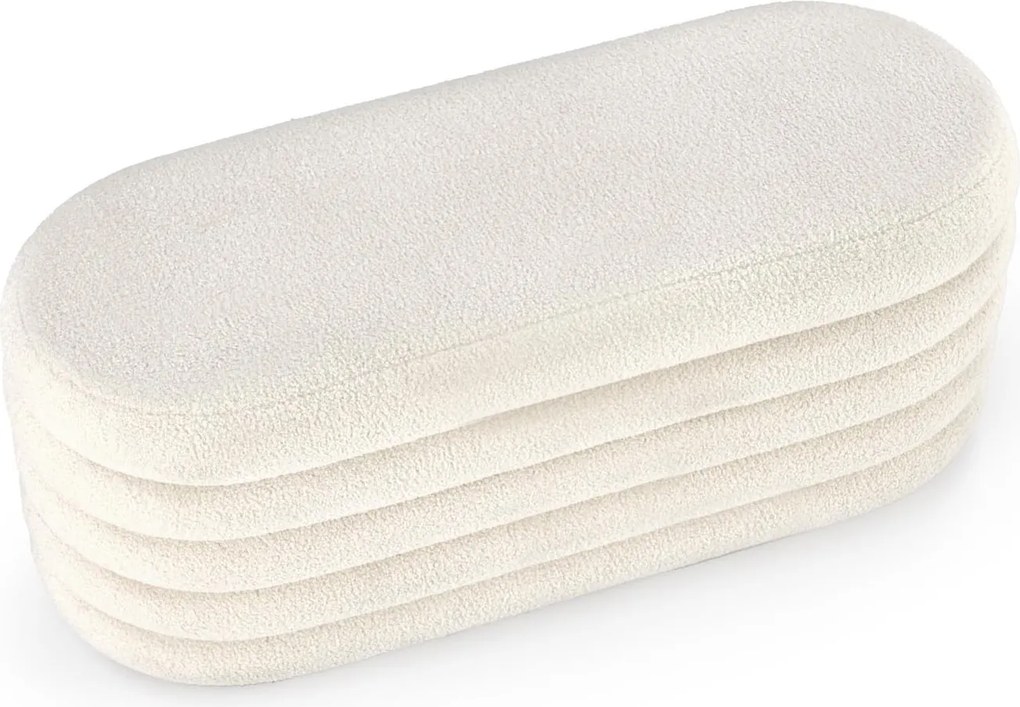 Pufa ze schowkiem Bliss z tkaniny bouclé
